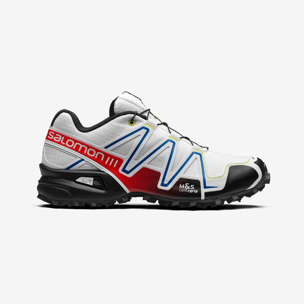 Salomon Singapore Mens Sneakers - SPEEDCROSS 3 RACING White/ Black/ Red | 79104-XADM